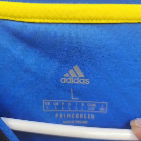 NWT Adidas Manchester United Jersey Size L Blue Yellow Team Viewer Soccer Away - Picture 5 of 9